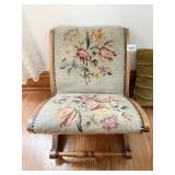 NEEDLE POINTED ROCKING OTTOMAN 14 INCHES HX17 .5