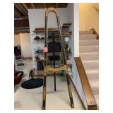 23X27X79 BLACK AND GOLD TONE CARVED WOOD ART