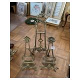 2 MATCHING SOLID BRASS 16" DISPLAY EASELS AND 1