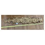 36" CARVED WOOD, GOLD TONE WALL SCONCE