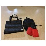 IVANKA TRUMP EMBOSSED BLACK TRAVEL BAG, TOTES
