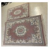 2 MATCHING RUGS, LARGER IS 66X43, PINK FLORAL