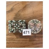 BEJEWELED PRANK IT BOXES, ONE WITH BUTTERFLY,