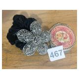 DECORATIVE PURSE COMPACT MIRROR WITH GEMS CALL