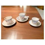 3 DEMI TASSE TEACUPS WITH SAUCERS, SPODE, LIMOGES