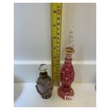 BLOWN GLASS PERFUME BOTTLE AND DECORATIVE GLASS