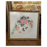 JAPANESE SIGNED FLORAL W/ BUTTERFLIES