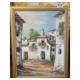 13X17 ORIGINAL OIL VILLAGE SCENE IN FRAME, SIGNED