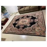 HAND WOVEN AREA RUG WITH BLACK BACKGROUND