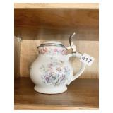 GERMAN PORCELAIN STEIN WITH PEWTER LID