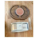 WOOD SERVING BOWL WITH CHEESE BOARD CENTER AND
