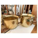 2 BRASS PLANTERS BOW DESIGN 11" H & 12" H X 15 &