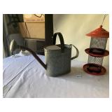 BIRD FEEDER, TIN WATERING CAN