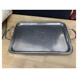 PEWTER PLATTER WITH HANDLES NOT FOR FOOD USE