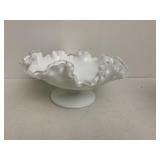 VINTAGE FENTON SILVER CREST MILK GLASS CANDY DISH