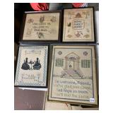 4 NEEDLE WORK FRAMED PIECES