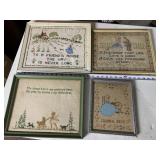 4 NEEDLE WORK FRAMED PIECES
