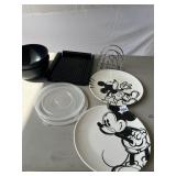 MICKEY MOUSE PLATES, NAPKIN HOLDER, BOWLS