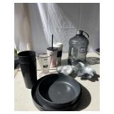 WATER BOTTLE, DISHES ETC.