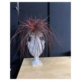 CERAMIC PEDESTAL PLANTER WITH ORNAMENTAL GRASS