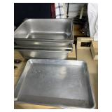 4 INSERT STAINLESS PANS, SQ. BAKING SHEET