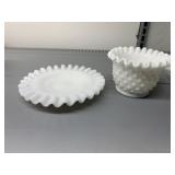 MILK GLASS HOBNAIL PLATE 6" RUFFLE EDGE, HOBNAIL