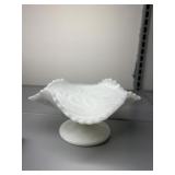 LG WRIGHT MILK GLASS PEDESTAL COMPOTE