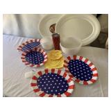 LARGE PLASTIC SERVING PLATES FLAG DESIGN PLASTIC