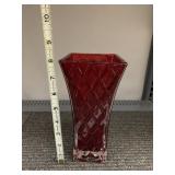 RUBY & GLASS VASE 8" H