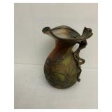 AMA COPPER OVERLAY VASE, ORANGE & GREEN GLASS,