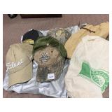 HATS AND STORAGE BAGS INCL TITLEIST, PIRATES,