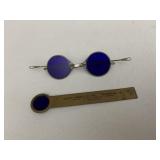 VINTAGE WELDING GLASSES, BRASS RULER