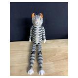 8" SEATED WOOD CAT HAND PAINTED W/ LONG LEGS