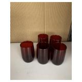 5 RUBY JUICE GLASSES