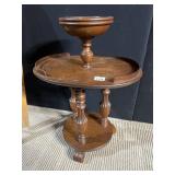 UNUSUAL 2 TIER TABLE W/ OVAL TOP DISH