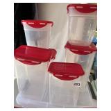 NEW FOOD STORAGE CONTAINERS W/ RED LOCK LIDS