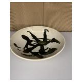 WHITE STONE POTTERY BOWL, 11" ROUND SIGNED ON