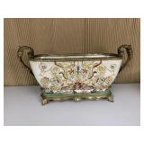 VINTAGE SLENDER CHINESE PORCELAIN PLATTER BASKET