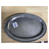 INCISED OVAL PEWTER TRAY 9.5" D