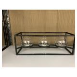 CANDLE HOLDER METAL FRAME 7" H X 20" W X 7" D