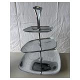 CHROME 3 TIER SNACK TRAY