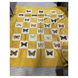 BEAUTIFUL BUTTERFLY QUILT HAND STITCHED 76" X 68