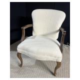 OFF WHITE WOOD ARMCHAIR 33" H X 24" W X 26" D
