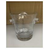 CRYSTAL ICE BUCKET SIGNED ON BASE 8.75" H, ETCHED