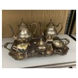 ROGERS SILVER CO. TEA SET INC TEA POTS CREAMER, 2