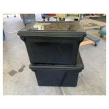 2 BLACK TOTES W/ LIDS