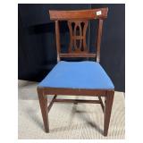 MAHOGANY SIDE CHAIR BLUE UPHL. SEAT