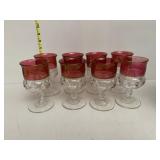 TIFFIN KINGS CROWN THUMBPRINT STEMMED RUBY FLASH