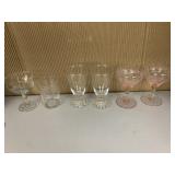 WINE GLASSES ETCHED DEPRESSION PINK, SMALL FLECK