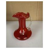 RUBY GLASS HAND BLOWN PITCHER/CREAMER
